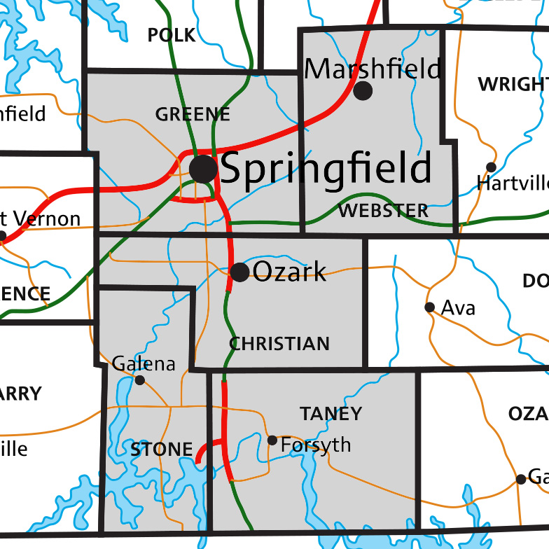 Missouri Septic Services - Service Area Map Graphic for Contact Page