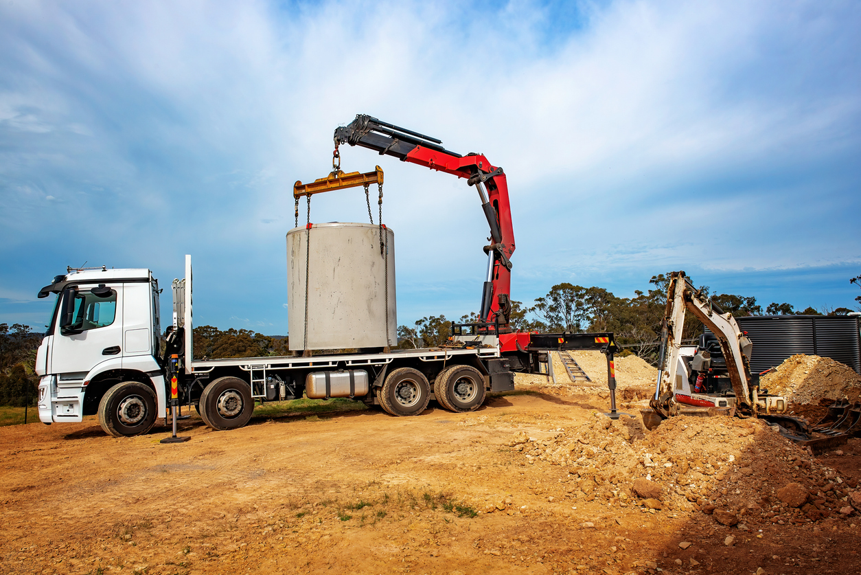 Installation of concrete septic tank